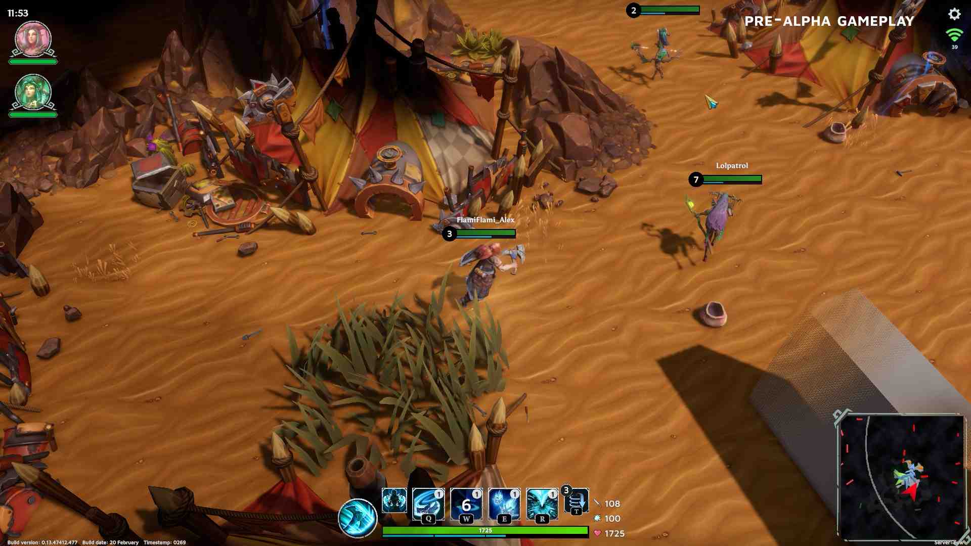 In game screenshot of two teams fighting in the desert.